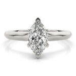 18K Solid Gold 1 CT Marquise-Cut Natural Diamond Solitaire Engagement Ring