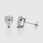 18K Solid Gold 1 CT Lab Grown Diamond Pear-Cut Stud Earrings - Image 2