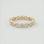 18K Solid Gold 1.70 CT Natural Diamond Pear & Round Cut Bezel Set Full Eternity Band