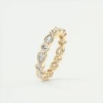 18K Solid Gold 1.70 CT Natural Diamond Pear & Round Cut Bezel Set Full Eternity Band - Image 4