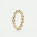 18K Solid Gold 1.70 CT Natural Diamond Pear & Round Cut Bezel Set Full Eternity Band - Image 5