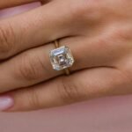 18K Solid Gold 4 CT Natural Diamond Asscher Cut Bezel Set Engagement Ring - Image 2