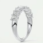 18k Solid Gold Emerald Cut Lab Grown Diamond Wedding Band - Half Eternity Matching Band - Image 4