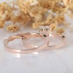 18K Solid Gold 3 CT Natural Diamond Heart Cut Twisted Shank Bridal Ring Set - Image 6
