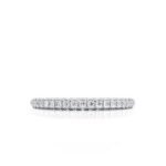 18K Solid Gold Lab Grown Diamond Three Row Micro Pave Wedding Band - Image 4