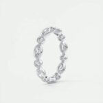 18K Solid Gold Lab Grown Diamond Marquise & Round Cut Bezel Set Eternity Band - Image 4