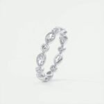 18K Solid Gold Lab Grown Diamond Marquise & Round Cut Bezel Set Eternity Band - Image 5