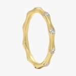 18K Solid Gold Natural Diamond Flush Set Bamboo Eternity Ring - Image 3