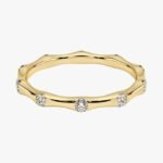 18K Solid Gold Natural Diamond Flush Set Bamboo Eternity Ring