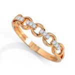 18K Solid Gold 0.18 CT Natural Diamond Chain Link Engagement Ring