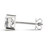 18K Solid Gold Princess-Cut Lab Grown Diamond Stud Earrings - Image 3