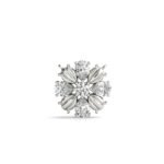 18K Solid Gold Floral Bloom Natural Diamond Cluster Pendant Necklace - Image 6