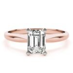 18K Solid Gold 1 CT Emerald-Cut Natural Diamond Solitaire Engagement Ring - Image 5
