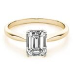 18K Solid Gold 1 CT Emerald-Cut Natural Diamond Solitaire Engagement Ring - Image 6