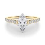 18K Solid Gold 1.33CT Marquise-Cut Natural Diamond Cathedral Engagement Ring - Image 9