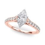 18K Solid Gold 1.33CT Marquise-Cut Natural Diamond Cathedral Engagement Ring - Image 6