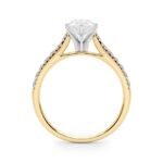 18K Solid Gold 1.33 CT Pear-Cut Natural Diamond Cathedral Engagement Ring - Image 8