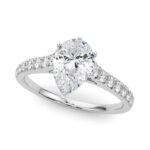 18K Solid Gold 1.33 CT Pear-Cut Natural Diamond Cathedral Engagement Ring - Image 9