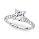 18K Solid Gold 1.33 CT Princess-Cut Natural Diamond Cathedral Engagement Ring - Image 7