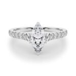 18K Solid Gold 1.33CT Marquise-Cut Natural Diamond Cathedral Engagement Ring
