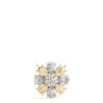 18K Solid Gold Floral Bloom Natural Diamond Cluster Pendant Necklace - Image 5