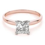 18K Solid Gold 1 CT Princess Cut Natural Diamond Solitaire Engagement Ring - Image 3