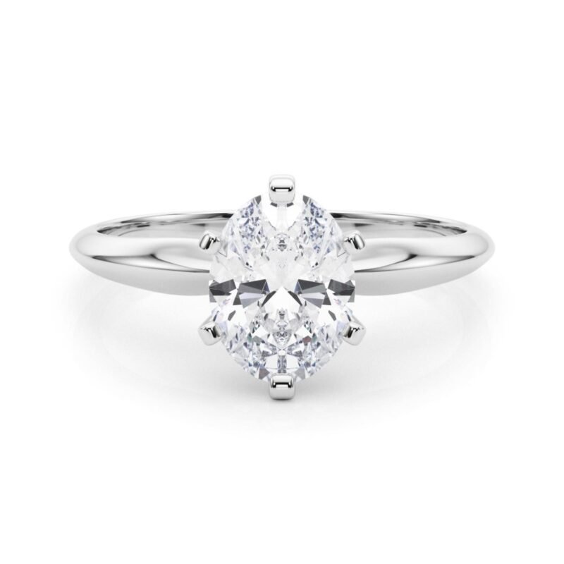 18K Solid Gold 1 CT Oval -Cut Natural Diamond Solitaire Engagement Ring