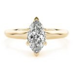 18K Solid Gold 1 CT Marquise-Cut Natural Diamond Solitaire Engagement Ring - Image 4