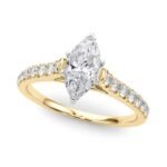 18K Solid Gold 1.33CT Marquise-Cut Natural Diamond Cathedral Engagement Ring - Image 7