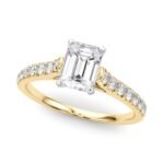 18K Solid Gold 1.33CT Emerald-Cut Natural Diamond Cathedral Engagement Ring - Image 9