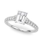 18K Solid Gold 1.33CT Emerald-Cut Natural Diamond Cathedral Engagement Ring - Image 8