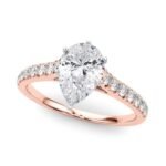 18K Solid Gold 1.33 CT Pear-Cut Natural Diamond Cathedral Engagement Ring - Image 2