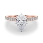 18K Solid Gold 1.33 CT Pear-Cut Natural Diamond Cathedral Engagement Ring - Image 5
