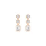 18K Solid Gold 3.15Ct Emerald Cut Lab Grown Diamond Drop Earring 3‑Stone Vertical Bezel - Image 3