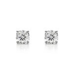 18K Solid Gold Natural Diamond Cushion-Cut Stud Earrings - Image 2