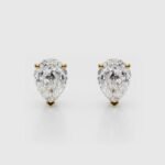 18K Solid Gold 1 CT Lab Grown Diamond Pear-Cut Stud Earrings - Image 4