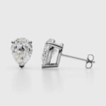 18K Solid Gold Lab Grown Diamond Pear-Cut Stud Earrings - Image 3
