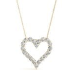 18K Solid Gold 0.60 CT Natural Diamond Heart Pendant Necklace