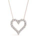 18K Solid Gold 0.60 CT Natural Diamond Heart Pendant Necklace - Image 6