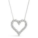 18K Solid Gold 0.60 CT Natural Diamond Heart Pendant Necklace - Image 4