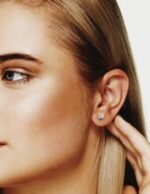 18K Solid Gold Lab Grown Diamond Round-Cut Stud Earrings - Image 5