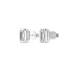 1.08 Ct Lab Grown Diamond Stud Earrings Emerald Bezel Set in 18K Solid Gold - Image 3