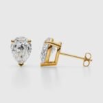 18K Solid Gold 1 CT Lab Grown Diamond Pear-Cut Stud Earrings - Image 3
