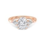 18K Solid Gold 2.44Ct 3 Stone Cushion Cut Lab Grown Diamond Engagement Ring - Image 4