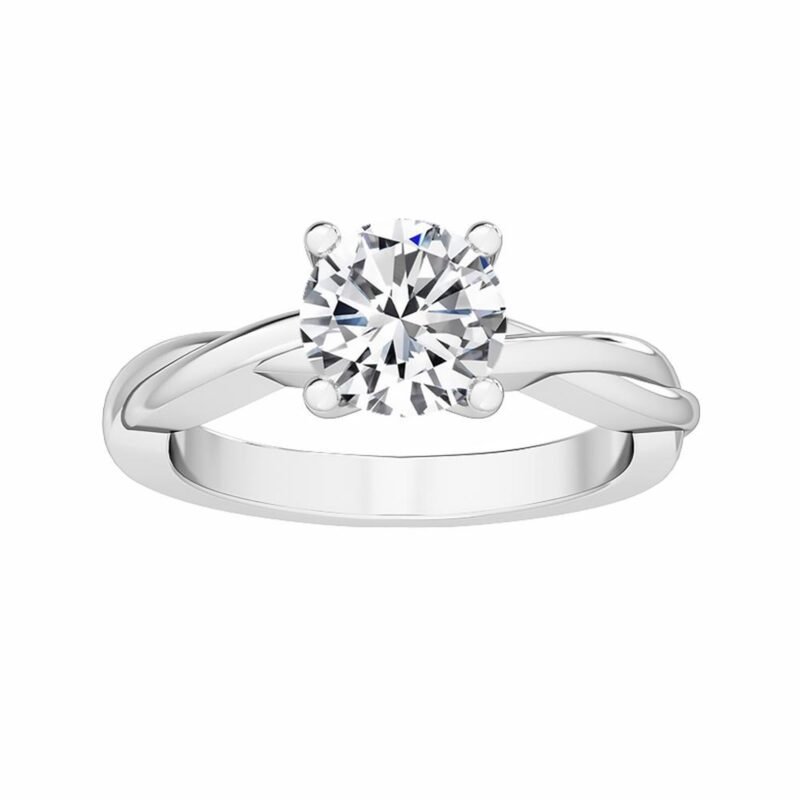 18K Solid Gold 1.00Ct Round Natural Diamond Solitaire Engagement Ring