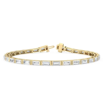 18K Solid Gold 5.71 Ct Natural Baguette Diamond Tennis Bracelet