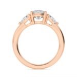 18K Solid Gold 2.44Ct 3 Stone Cushion Cut Lab Grown Diamond Engagement Ring - Image 3