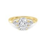 18K Solid Gold 2.44Ct 3 Stone Cushion Cut Natural Diamond Engagement Ring