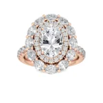 18K Solid Gold 3.94 CT Oval Double Halo Lab Grown Diamond Engagement Ring - Image 3