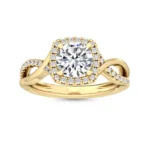 18K Solid Gold 1.13 ct Twisted Infinity Pavé Round Natural Diamond Halo Engagement Ring - Image 5